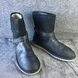 UGG Australia Women Anali Nubuck Leather Shearling Bootie Short Boots Sz 9